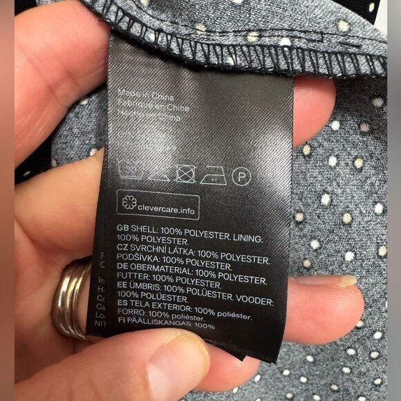 H&M Black Polka Dot Mini Dress Bell Sleeve Size 4 - Picture 8 of 10